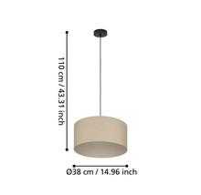 Lumină suspendată, diametru 38 cm, înălțime 110 cm