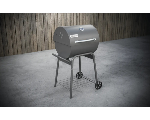 Grătar sferic cu roți și spațiu de depozitare