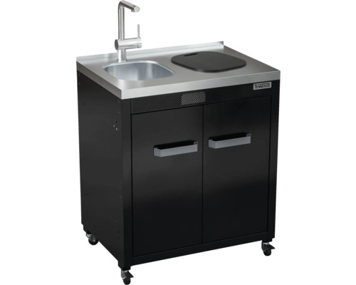 Dulap pentru chiuvetă cu uși duble Tenneker Zenith 75,5x54x87,5 cm negru Bucătărie de exterior cu chiuvetă și blat pe roți