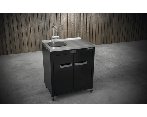 Chiuvetă cu robinet, dulap inferior și role