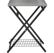 Masa pliabilă cu blat metalic și grătar de depozitare