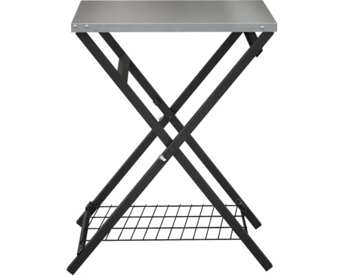 Masa pliabilă cu blat metalic și grătar de depozitare