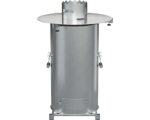 Grătar de grădină din metal cu evacuare de fum și spațiu de depozitare