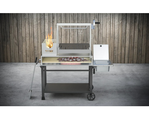 Cărucior grătar cu cărbune și vatră