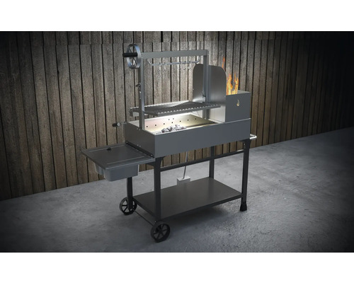 Cărucior grătar cu suprafață de grătar și spațiu de depozitare