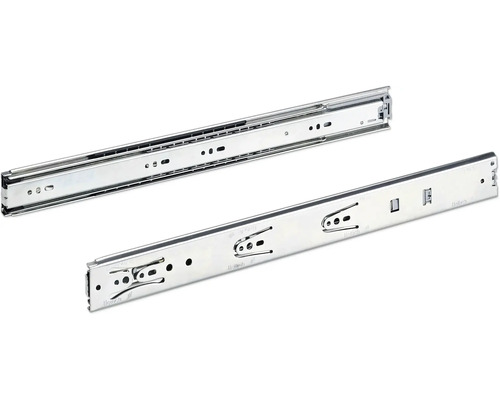 Glisiere tip șină cu bile Hettich KA4532 450mm, max. 35kg, cu amortizor, oțel cromat, 1 pereche