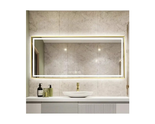 Oglindă baie cu LED Belform Fortuna 80x120 cm, funcție dezaburire, ceas digital, IP44