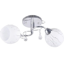 Lumină de plafon cu două lămpi și pandantive de cristal