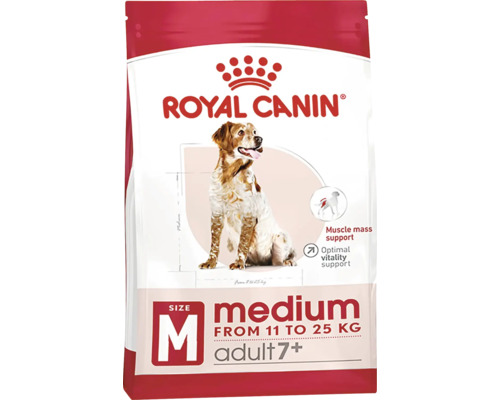 Hrană uscată pentru câini Royal Canin Medium Adult 7+, 15 kg Hrană uscată Royal Canin pentru câini de talie medie de la șapte ani