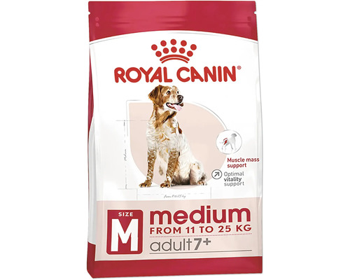 Hrană uscată pentru câini, ROYAL CANIN Medium Adult 7+, 4 kg Hrană uscată Royal Canin pentru câini de talie medie de peste 7 ani cu pui, 11 până la 25 kilograme