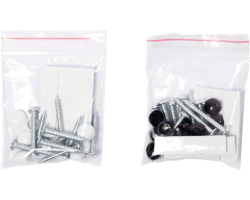 Două pungi cu şuruburi şi capace de acoperire