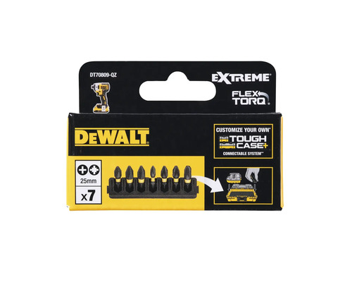 Set de biți pentru șurubelniță DeWalt Extreme Flex Torq cu șapte biți de 25 mm