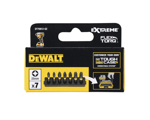 Set biți de șurubelniță Dewalt Extreme Flex Torq, 7 bucăți, 25 mm