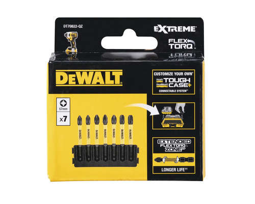 Set de biți DeWalt cu șapte bucăți în ambalaj