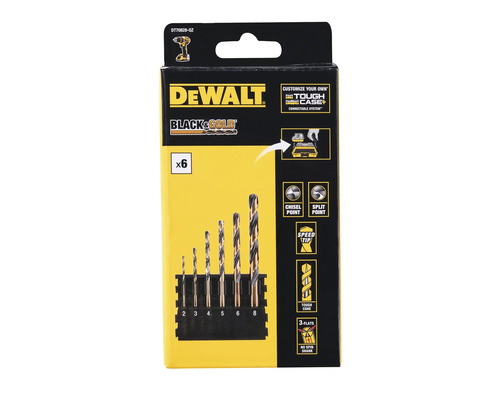 Set de burghie DeWalt Black and Gold cu șase piese în ambalaj