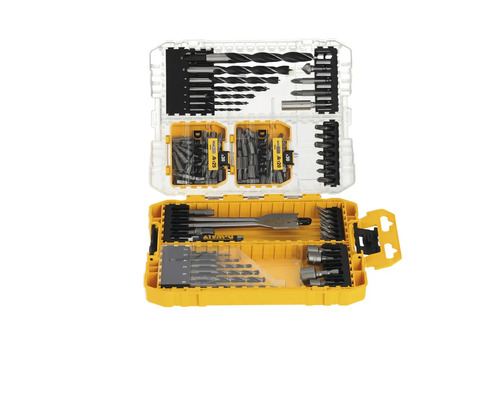 Set de burghie și biți în carcasă de plastic deschisă