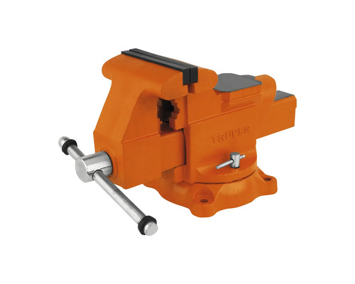 Menghină de banc Truper 170mm din fontă culoare portocalie, rotativă 360° Menghină de banc pentru atelier