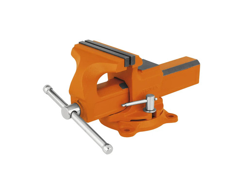 Menghină de banc Truper 120mm din fontă culoare portocalie, rotativă 120° Menghină de banc din metal
