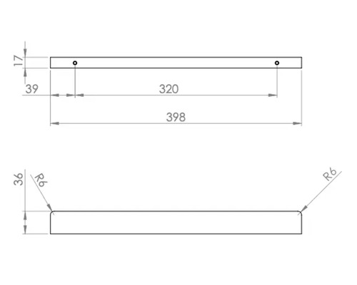 Desen tehnic al unei construcții de raft de perete cu dimensiuni