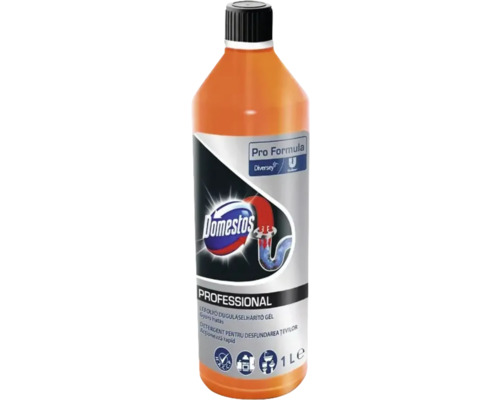 Soluție desfundat țevi Domestos Professional 1L Domestos Soluție pentru desfundat țevi, sticlă de 1 litru