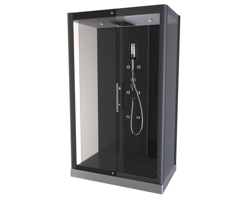 Cabină de duș completă cu cap de duș, jeturi de masaj și ușă glisantă