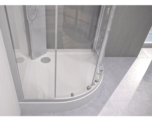 Cabină de duș semicirculară cu cadă de duș