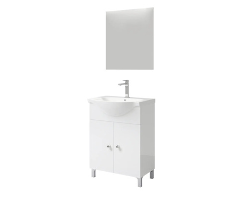 Set mobilier baie Savinidue Best 65, incl. bază lavoar, lavoar ceramic și oglindă