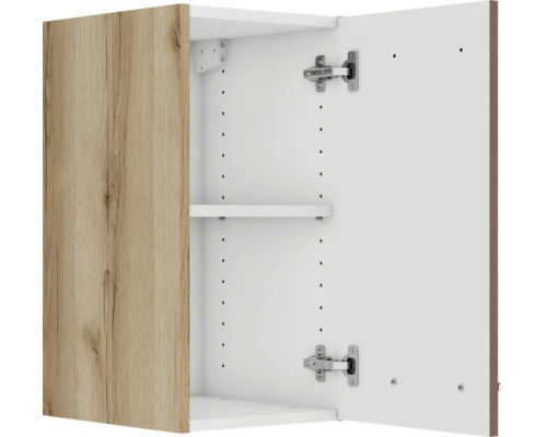 Dulap suspendat deschis cu ușa din lemn și raft reglabil