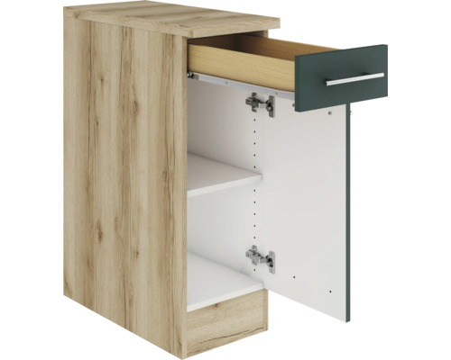 Dulap inferior cu sertar și ușă deschisă pentru bucătării sau băi