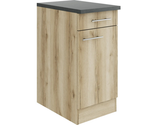 Corp inferior bucătărie Optifit Livorno290, 40 cm, 1 ușă 1 sertar, stejar Corp inferior cu sertare și blat de lucru