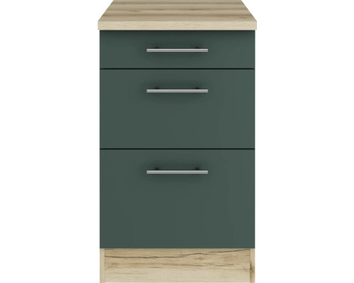 Corp inferior de bucătărie cu trei sertare și mânere