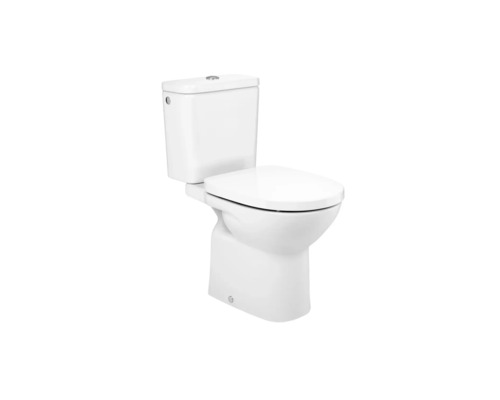 Vas WC stativ Roca Debba, margine clătire deschisă, evacuare orizontală, alb WC ceramic cu vas de expansiune, de sine stătător