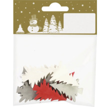 Piese de împrăștiat decorative din lemn în formă de pom de Crăciun într-un pachet