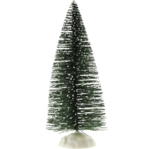 Brad de Crăciun miniatural decorativ cu ramuri înzăpezite pe soclu