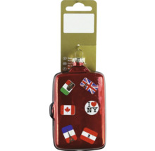 Glob decorativ de pom de Crăciun tip valiză cu steaguri naționale