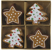 Pandantive decorative din pâslă în design de turtă dulce, sub formă de stele și pomi de Crăciun, la set