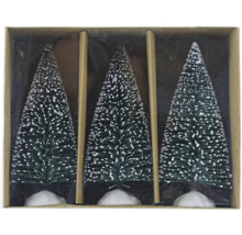 Trei brazi artificiali de Crăciun cu zăpadă într-un pachet.