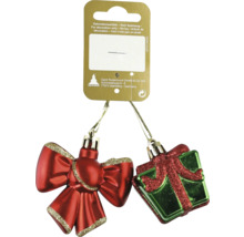 Set decorațiuni de brad cu fundă și cadou ca decor