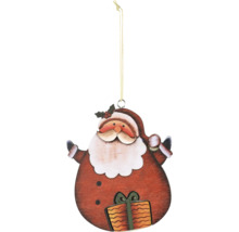 Ornament de pom de Crăciun cu motiv Moș Crăciun și cadou