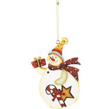 Ornament de brad de Crăciun om de zăpadă cu cadou și acadea