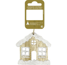 Căsuță decorativă din lemn pentru agățat cu imitație de zăpadă