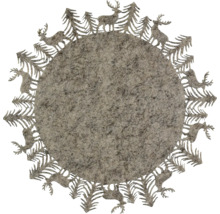 Suport rotund din pâslă cu motive de cerbi și brazi