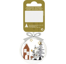 Ornament de brad cu motive de casă, brad și Moș Crăciun