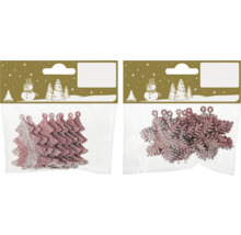 Set de decorațiuni pentru pomul de Crăciun cu motive de brad și fulgi de zăpadă în ambalaj