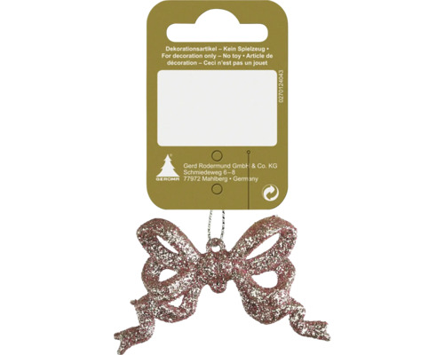 Decorațiune fundă cu agățătoare 7x4 cm roz cu sclipici Funda decorativă de agățat