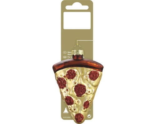 Decorațiune felie de pizza cu agățătoare sticlă 7x10,3 cm