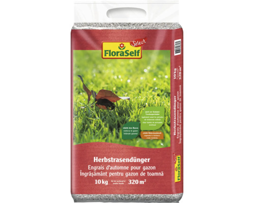 Îngrășământ gazon FloraSelf Select 10 kg 320 m² toamnă Îngrășământ de toamnă pentru gazon FloraSelf, 10 kg, pentru 320 de metri pătrați de gazon