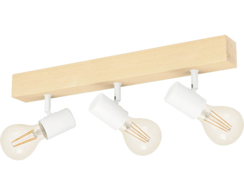 Șină spoturi Townshend E27 max. 3x60W, lemn/alb