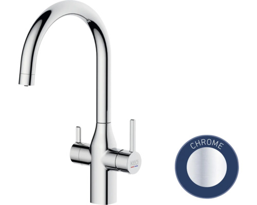 Baterie de bucătărie cromată cu gât înalt