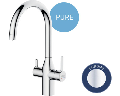 Baterie de chiuvetă cromată cu gât de lebădă